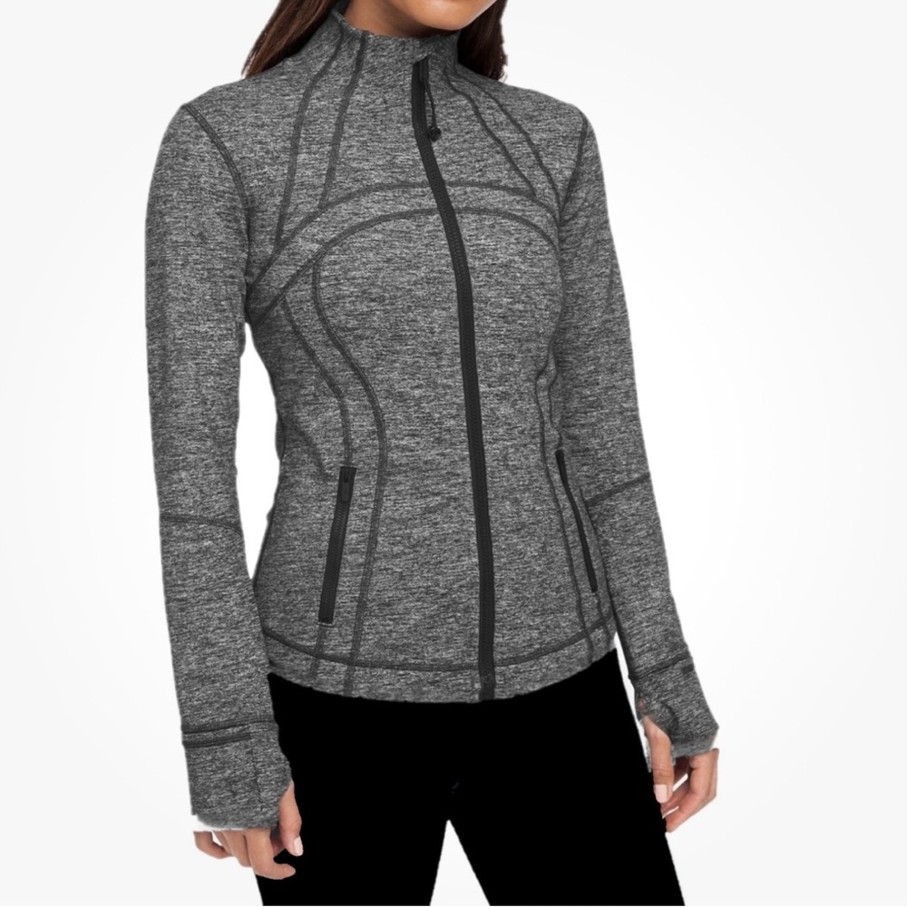 Lululemon Define Jacket Herringbone Gray Size 6 EUC Long Sleeve Sweater Zip Up